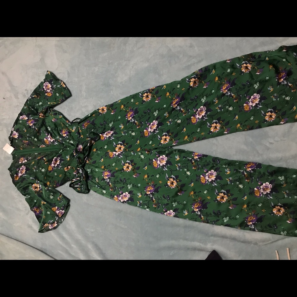 Green floral jumpsuit